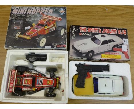 A Taiyo radio controlled mini hopper and a Corgi Jaguar XJS from The Saint T.V. Series