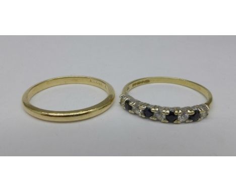 Two 9ct gold rings, both L/M, 2.4g gross