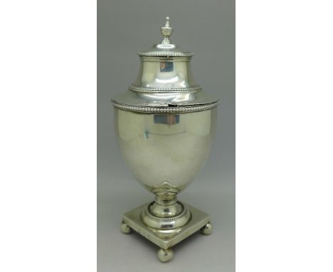 A George III silver tea caddy, London 1775, 255g