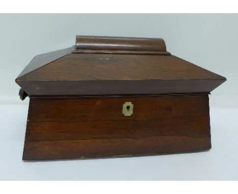 A Victorian rosewood tea caddy, 34cm wide