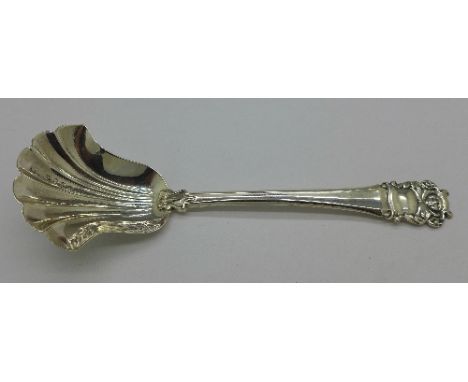A Victorian silver caddy spoon, Birmingham 1856, 14g