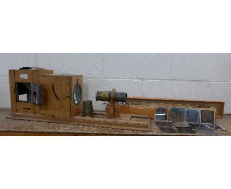 A magic lantern and a large selection of slides, Italian views and 19th Century