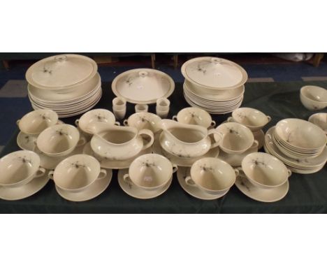 A Quantity of Royal Doulton Greenbrier Dinner Wares to Include Three Tureens, Soup Bowls and Saucers, Two Gravy Boats, Dinner