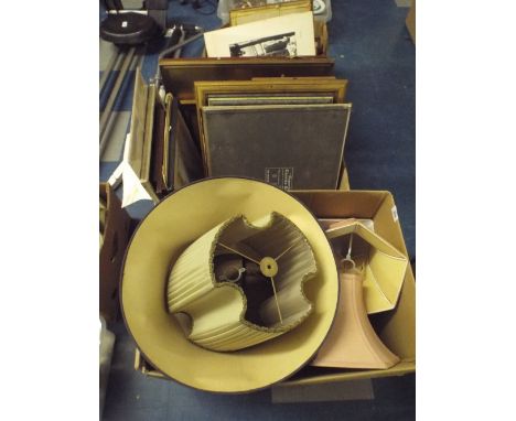 Two Boxes of Pictures and Prints and A Box of Lamp Shades.