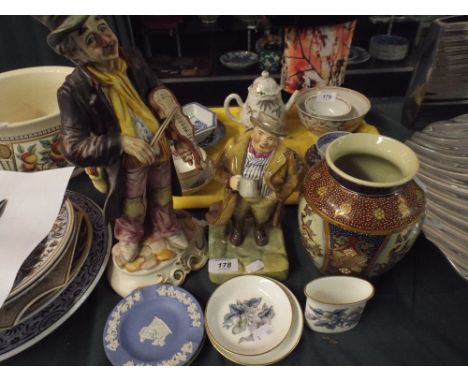 A Collection of Ceramics to Include Wedgwood Jasperware, Royal Worcester, Figural Ornaments and An Oriental Vase.