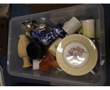 A Tray Containing Mugs Ceramic Shoes Decorated Plates.