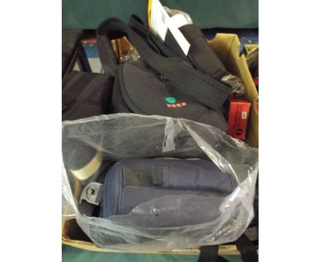 A Box Containing Various Padded Camera Cases, Lens Cases Etc. 