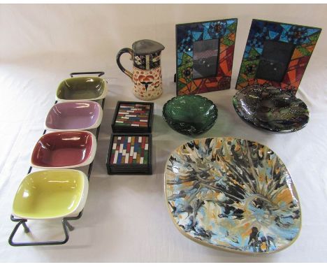 Various vintage ceramics and glassware inc studio pottery and Denby &amp; mosiac photo frames and coasters