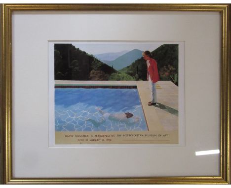 David Hockney (b.1939) framed lithographic poster print The Metropolitan Museum of Art 1988 56 cm x 46 cm (size incluidng fra