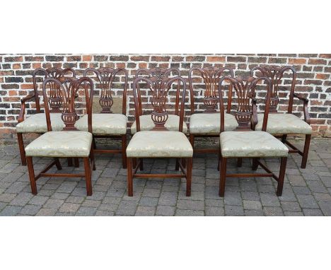 Set of 8 (inc 2 carver) Reprodux Chippendale style mahogany dining chairs