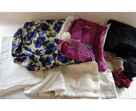 Assorted vintage dresses, accessories and linen