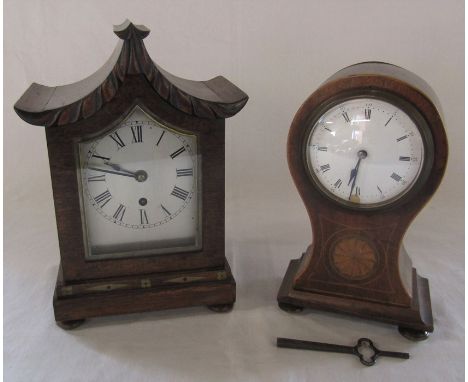 Mantel clock H 25 cm (locked, no key) &amp; inlaid clock H 22 cm