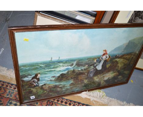 A colour lithograph, John Falconar Slater (1857-1937) - Cullercoats Fishergirls. 