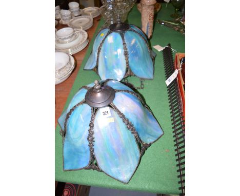 Two Tiffany style hanging light shades. 