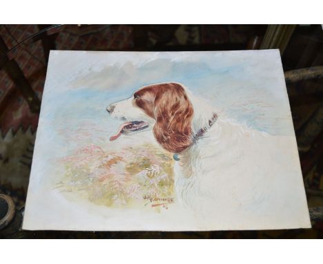 A watercolour - Portrait of an English spaniel, by Odin Rosenvinge, signed and dated '06.