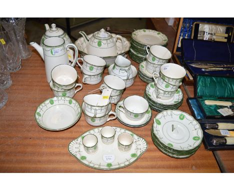 Royal Doulton 'Countess' part tea and dinner service, comprising: two teapots, side plates, sandwich plates, egg cups, etc, r