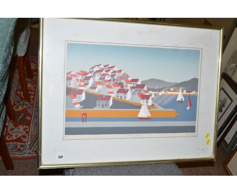 A limited edition print - "Round The Harbour", signed artists proof by John Franklin, signed and inscribed.