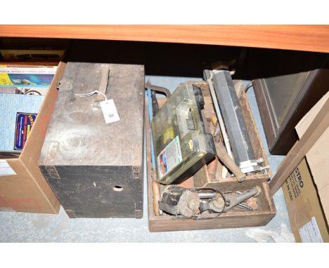 Two boxes of assorted tools.