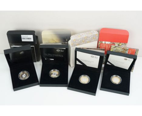 A collection of four Royal Mint Queen Elizabeth II £2 silver proof coins to include 2014, 2013, 2016 and 2017 examples, all e