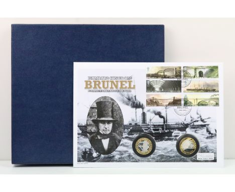 A Westminster Mint 2006 double silver coin / stamp cover to include the Brunel Anniversary coin and the Westminster coin, set