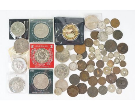 A small collection of mainly British pre decimal and commemorative coins to include a King Charles II 1676 silver crown coin.