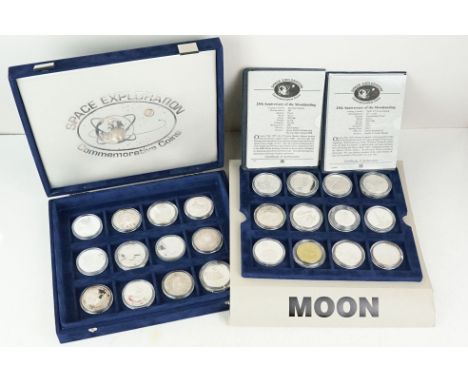 The Space Exploration commemorative silver proof coin set, comprising of 24 silver proof coins encapsulated within fitted dis