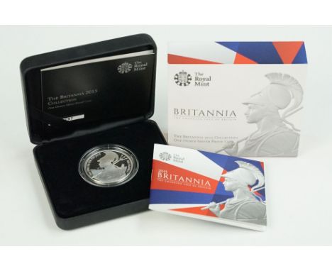 A Royal Mint United Kingdom 2015 Britannia one ounce silver bullion £2 coin encapsulated within fitted display case and compl