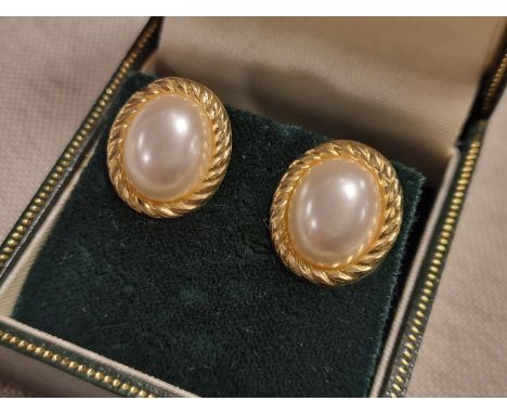 Pair of 9ct Gold &amp; Pearl Earrings
