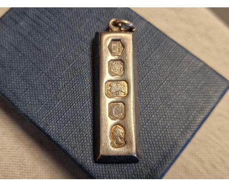 925 Hallmarked Sterling Silver Ingot Pendant - marked CH, likely Charles Horner, 30.1g