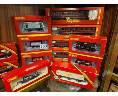 Four Hornby Railway Carriages, R.384 LMS Clerestory &amp; Seven Advertising Wheel Van &amp; Stock - Railway Train Model Toy I