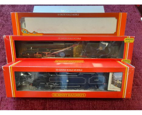 Hornby OO Model Locomotives including R324 ‘Lady Godiva’ in BR Black Livery, R322 OO BR 2-8-0 Class 8F Loco and R239 BR 2-6-4