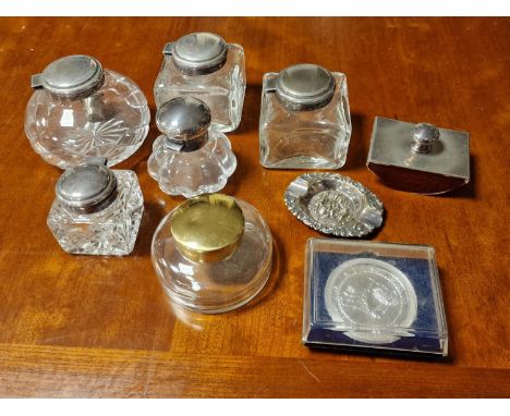 Collection of Various Silver Plated Topped Scent Bottles and Jars