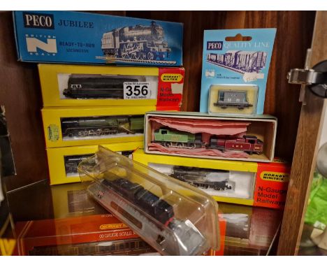 Collection of N Gauge, inc Four Hornby Minitrix Boxed Locomotive Loco Engines, plus a Peco Jubilee Loco Engine + Rolling Stoc