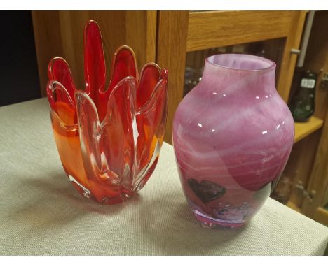 Pair of 1980's Caithness Art Vases inc a Handkerchief Example + Cadenza