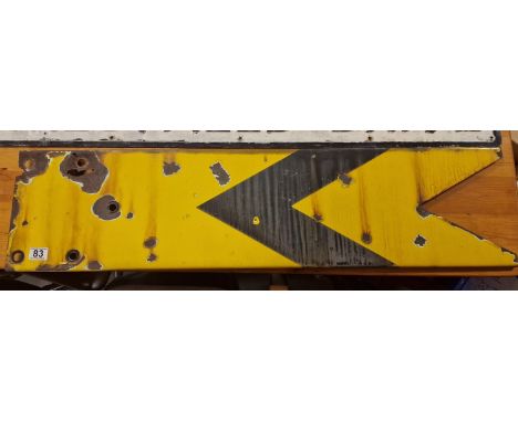 Metallic Enamel Railway Signal Semaphore Yellow and Black Distant/Caution Arm - 106x26cm