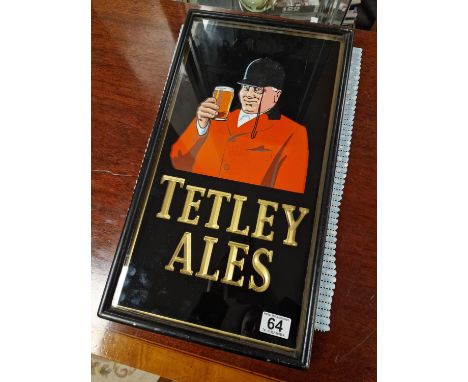 Vintage Tetley Ales Pub Mirror - 52x29cm