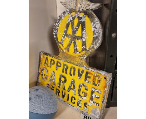 AA Automobile Association Approved Garage Services Cast Iron Advertising Sign - 30x24cm