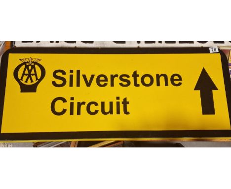 AA Automobile Association Metallic Enamel Silverstone Circuit Road Directions Advertising Sign - 100x40cm