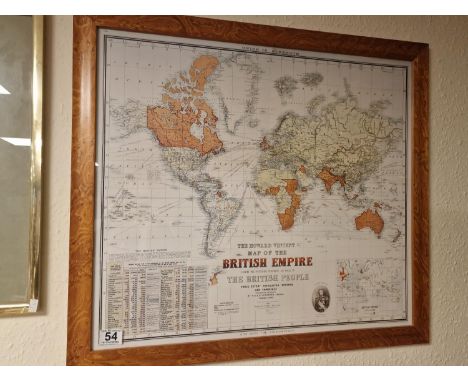 Well Framed Good Quality Howard Vincent Map of the British Empire Print - 64x72cm inc frame 