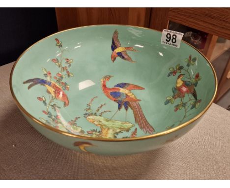 Vintage Spode Green Birds of Paradise Bowl - diameter 26cm, depth 12cm