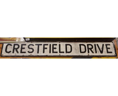 Vintage Metallic Crestfield Drive Road/Street Advertising Sign - 118x18cm