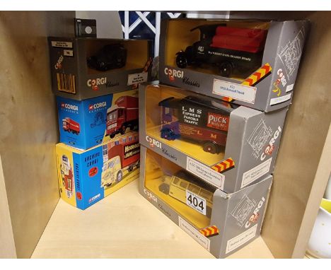 Group of Six Corgi Classics Advertising Trucks and Vans inc Puck Matches and Moorhouse Jams