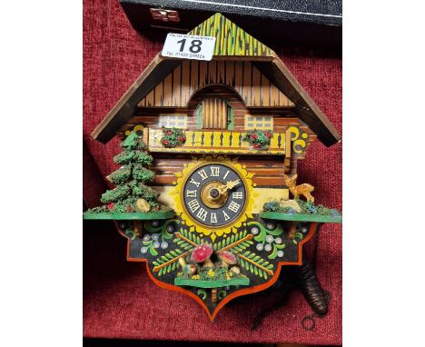 Early Swiss Cuckoo Clock w/weights and Pendulum - 25cm high