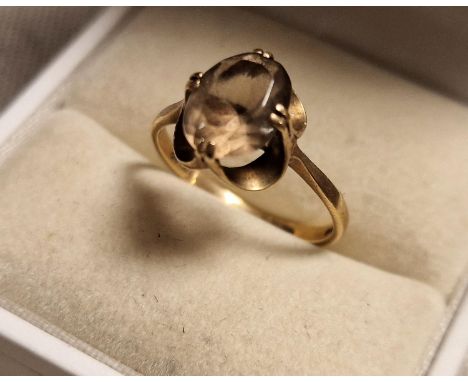 9ct Gold &amp; Smoky Topaz Dress Ring, 2g &amp; size M