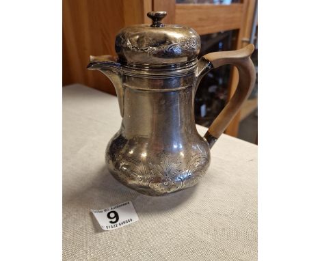 19th Century London Hallmarked Silver Coffee Pot 376g - 16cm high
