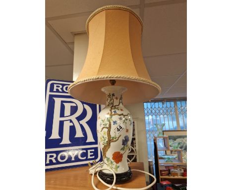 Large Hand-Painted Chinese Table Lamp - height 68cm inc shade