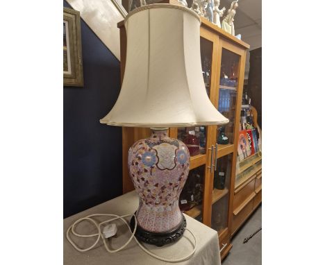 Large Hand-Painted Chinese Table Lamp - height 76cm inc shade