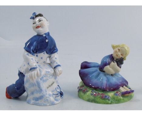 A Royal Worcester figure, Pansy, modelled by Anne Acheson, model number 2030, together with a Royal Worcester figure Lucky Sp
