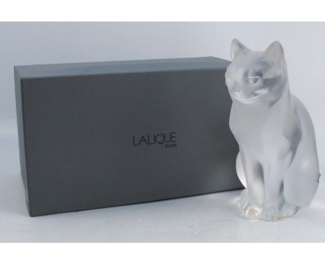 A Lalique frosted glass model, Chat Assis, of a seated cat, boxed, height 8.25insCondition Report:  Good condition