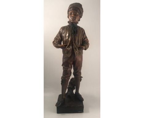 A Goldscheider figure of a boy, signed Cherc, with marks to the reverse, height 34.5insCondition Report:  chip to top of bree